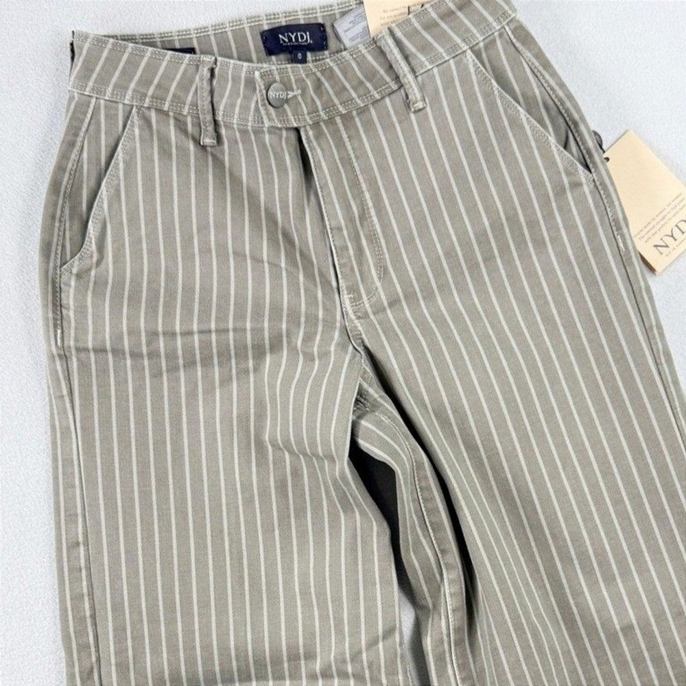 NYDJ Mona Wide Leg Trouser Size 0‎ (26") Striped Tan Boardwalk NWT